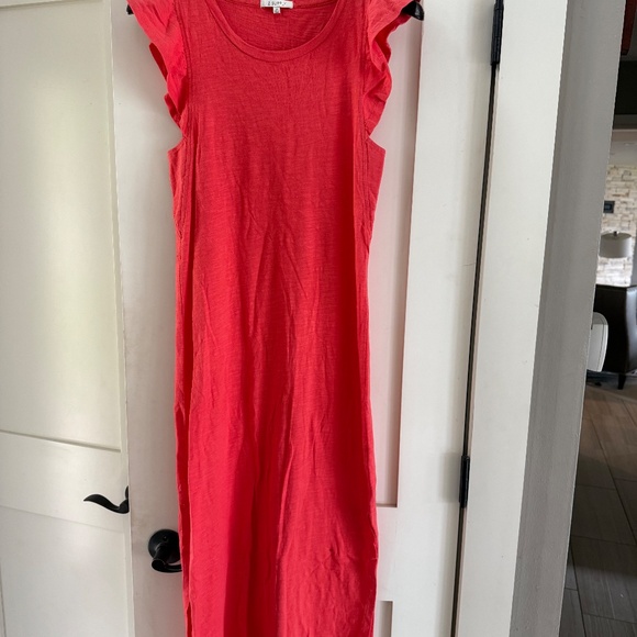 Z Supply Women's Orange Coral Blakely Slub Ruffle Dress Summer Spring Size XS - Picture 5 of 5